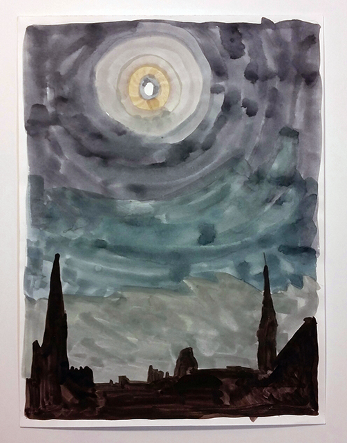Thomas Hemmerick -“Moon Rise” watercolor on paper