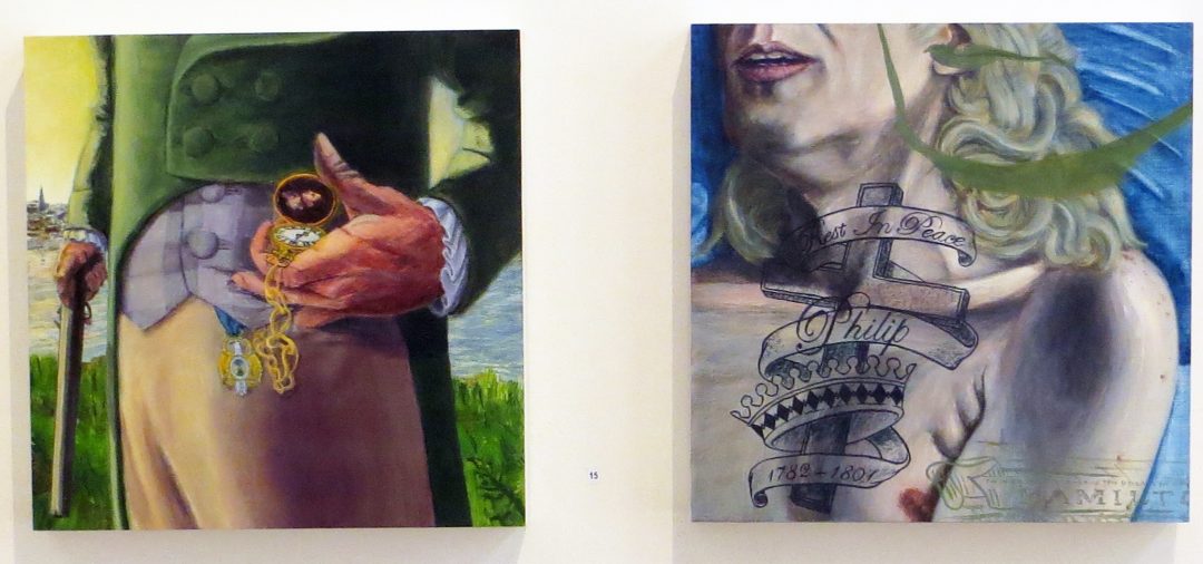 Daniel Oliva  “View East: Aaron Burr” oil on panel, $1,000.00 and “View West: Alexander Hamilton” oil on panel, $1,000.00
