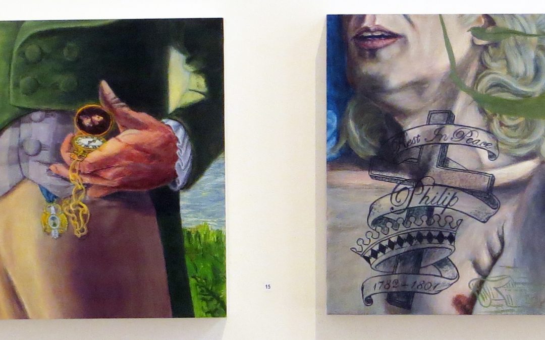 Daniel Oliva  “View East: Aaron Burr” oil on panel, $1,000.00 and “View West: Alexander Hamilton” oil on panel, $1,000.00