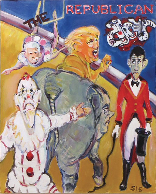 Steven Epstein  “The Gravest Show on Earth” acrylic on canvas, $375.00