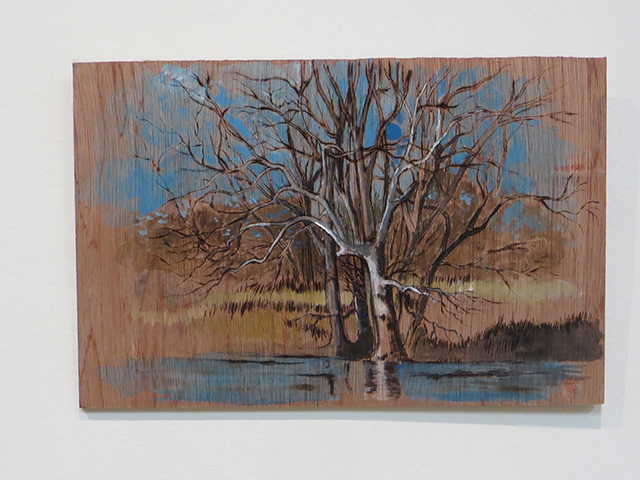 Brian McCormack “Dead Sycamore on the Raritan-1” pyro detailer, paint on scrap wood