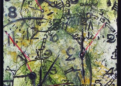 Addison Vincent “Time is Fleeting” acrylic, ink, modeling paste and acrylic gel medium on canvas
