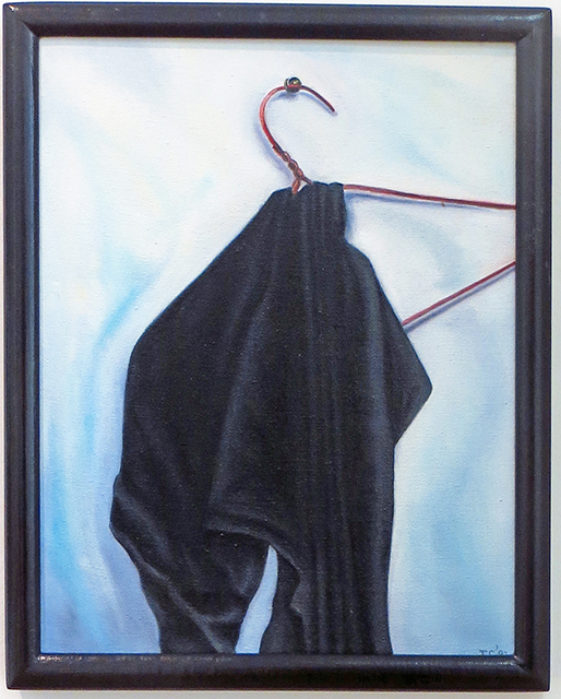 Cloak and Hanger – oil on canvas – 13″ W x 15″ H