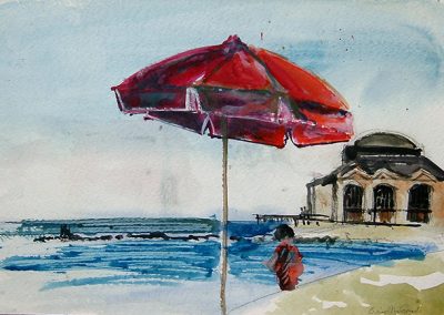 Brian McCormack “Red Umbrella” watercolor