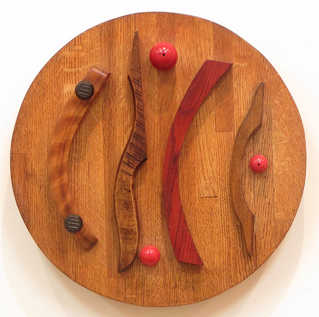 Fred Cole  “Co-existing” recycled wood and beads, $135.00