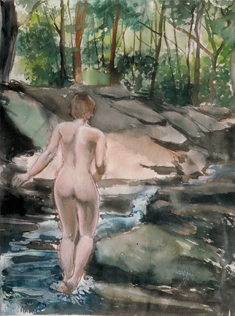 Bather Walking in Stream at Harriman State Park