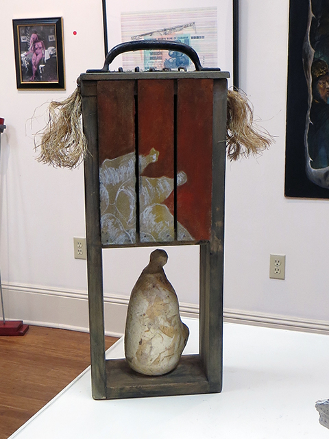 Neal Korn and Leonard Merlo “Solitude” wood, rope, acrylic, air clay, wire , found object, $250.00