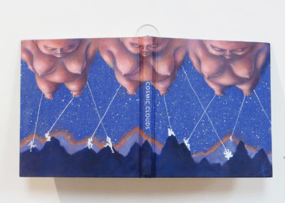 Mary Jean Canziani – “Cosmic Clouds” Acrylic on Vintage Book Cover