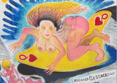 Richard Gessner  – “Surf Goddess ” colored pencil and watercolor on paper