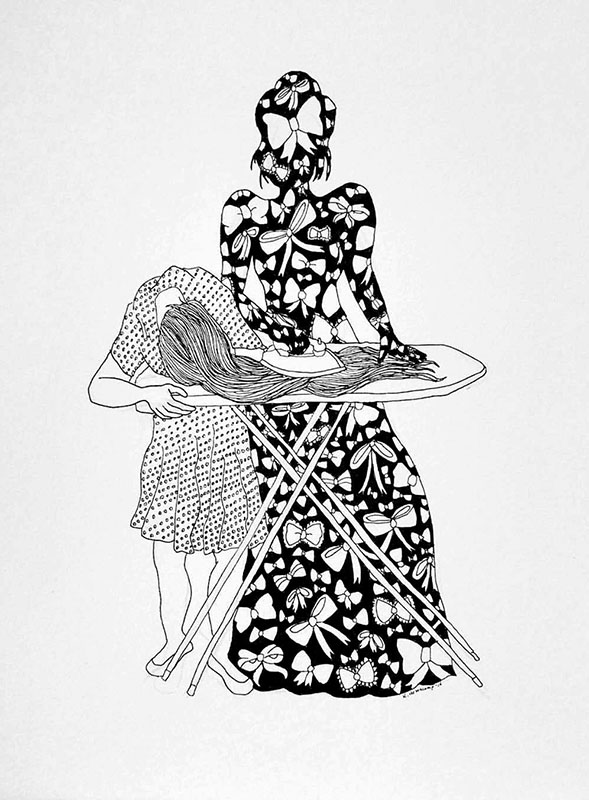 Katie Hovencamp  – “Straight” pen and ink on paper
