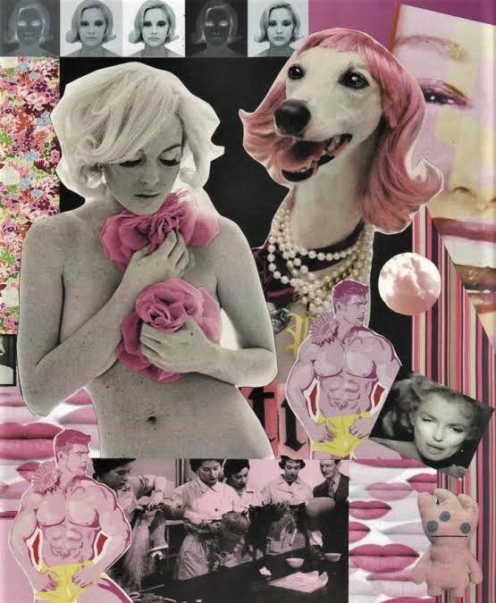 Luis Alves: Collage  – “Attention “Poverty” (Pink)” hand made collage