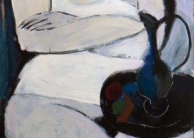 Bill Giacalone   “Blue Vase on a Black Table” Oil on board