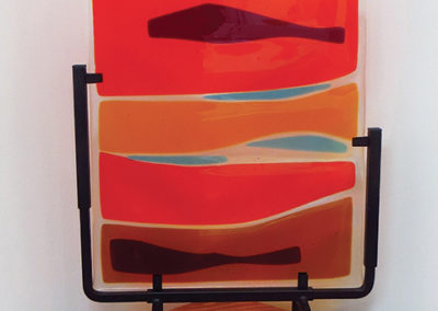Ellen Rebarber   “Landscape”  Fused glass/and transparent red and orange
