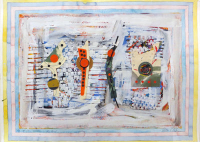 Peter Arakawa  “Orange Watch” mixed medial on paper
