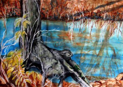 Virginia Carroll “Tree Root in Swamp” watercolor on paper