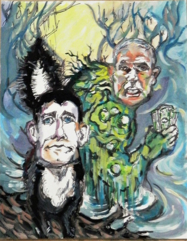 Steven Epstein “Leaving Swamp” gouache, pencil and marker on paper