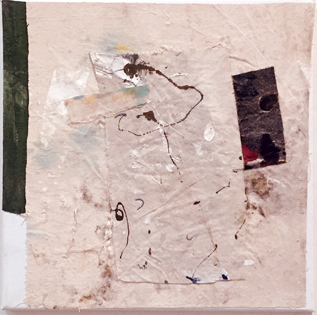 “5 Minutes” mixed media abstract collage 12” x 12”, $150.00