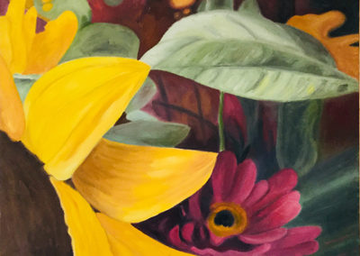“Elizabeth’s Saturday Bouquet # 1” oil on canvas, 24”H x 30” W, $2,000.00
