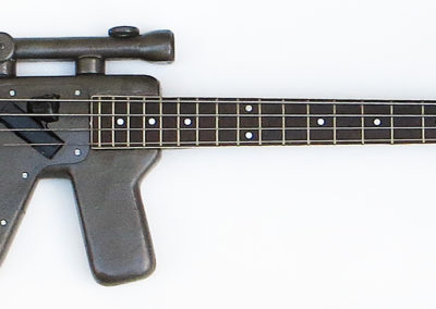 Assault Rifle Electric Bass Guitar – laminated hardwood,  pine dowel, electric guitar neck, hand wound pickup, guitar parts, paint