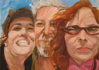 Michele Guttenberg “Neil, Michele and Pam in San Francisco”  oil on canvas