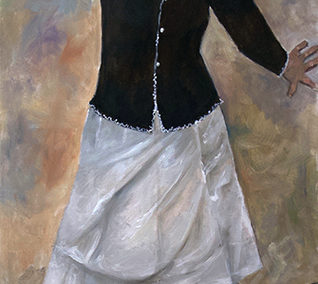 Michele Guttenberg “Pam in Black and White”  oil on canvas