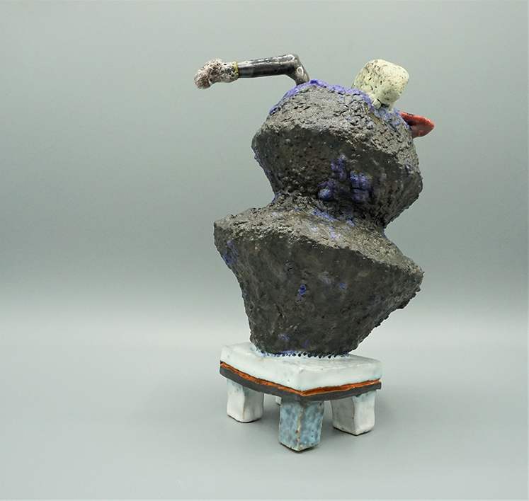 Jeremy Sims “What it Contains”, multi-fired ceramic, 9”H  x 5.4W  x  6.2D, 2019, $320.00