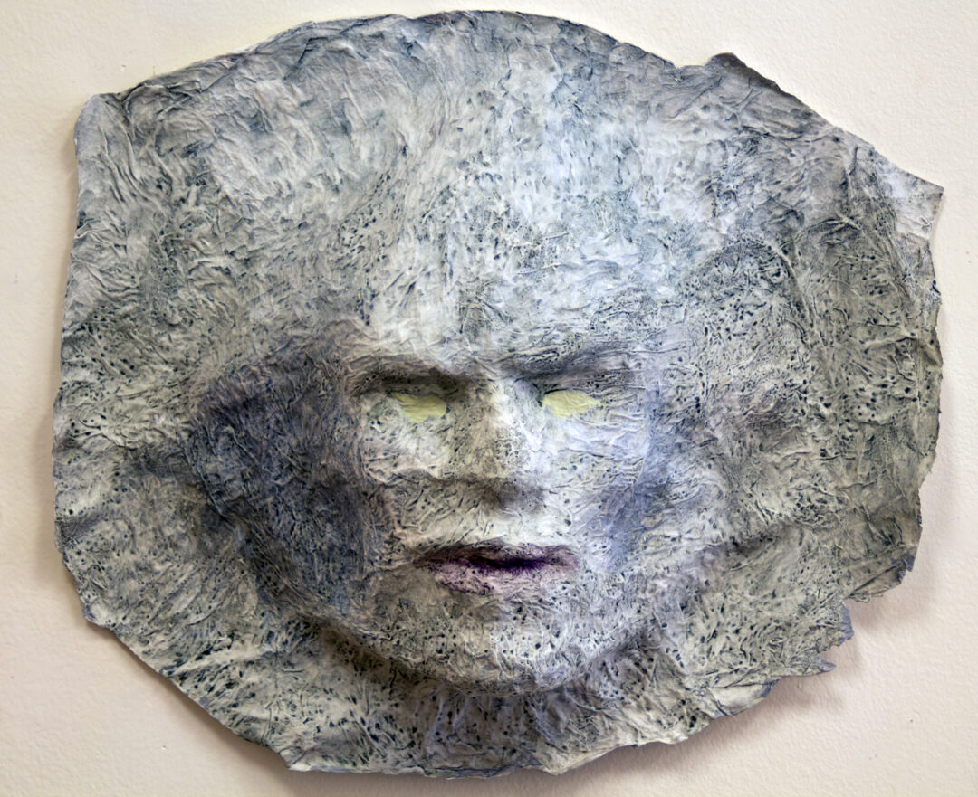 Robert Kosinski “Untitled Relief  (gray)”, Papier-mâché, toilet tissue, PVA adhesive, acrylic & gouache, 13”H x 16” W x 4”D –  $350.00