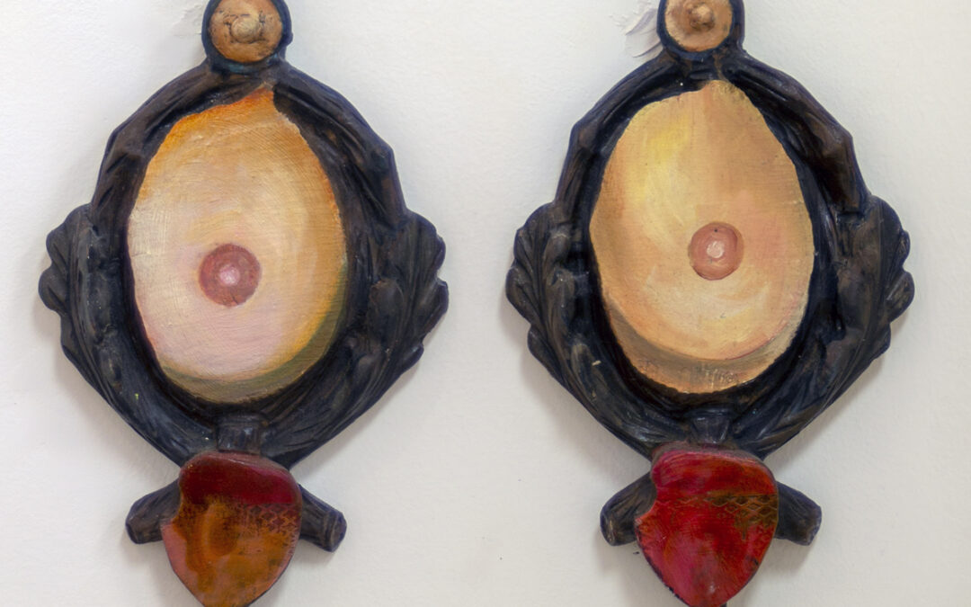 Kristen T. Woodward “Perfect Pair”, mixed media on antler plaques, 6.5″ x 11″ – $200.00