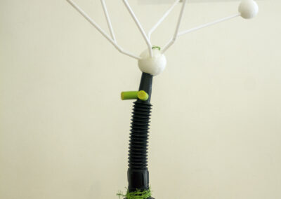 Bill Bonner “Night Watchman” ready-made construction, funnel, straws and foam, $35.00