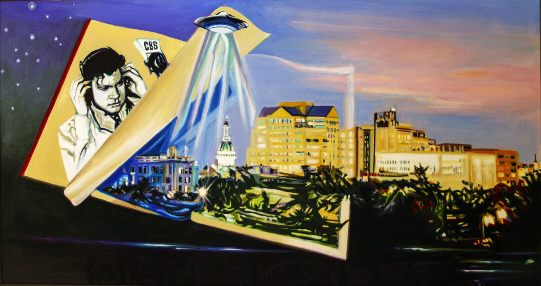 Maria Mijares “Discernment..War of the Worlds” acrylic on board, $4,500.00