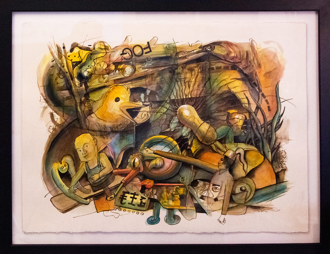 “Ticket For The Thicket” – 27″ x 34″ framed watercolor on paper – $550.00