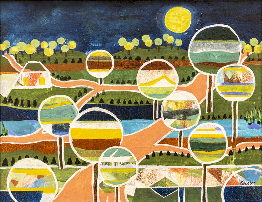 Laura Spector “Calm Night in the Park or Where Do I Land?” Acrylic on canvas $175.00