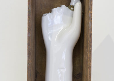 Kathleen McSherry “Number One by Default” found objects sculpture, $400.00