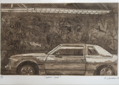 “Ghost Car” etching and aquatint, 8” H x 13” W, SOLD