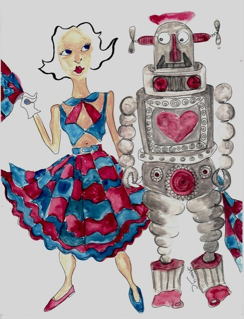Sam Caponegro  – “A Little Hot Robot Love”, print, 36” H x 26” W,  2022, $225.00