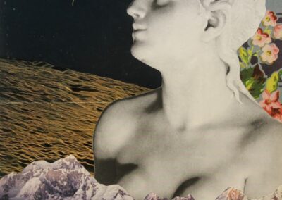 Brad Terhune “Occultation” collage on paper, 16″ x 16″  $400.00