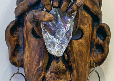 Hannah Vargas “Clairvoyant” stained clay sculpture with jewelry and glass, 10”H x 7” W x 6”D NFS