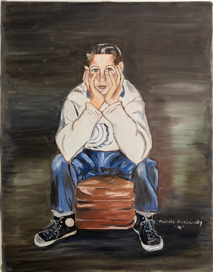 Michele Guttenberg “Mike at 13” oil on canvas, 24” W x 30”H, $275.00