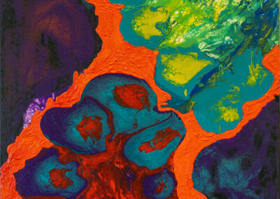 Jill Caporlingua “Riscaldamento Globale” acrylic on canvas, 18”W x 36”L, 2021, $400.00