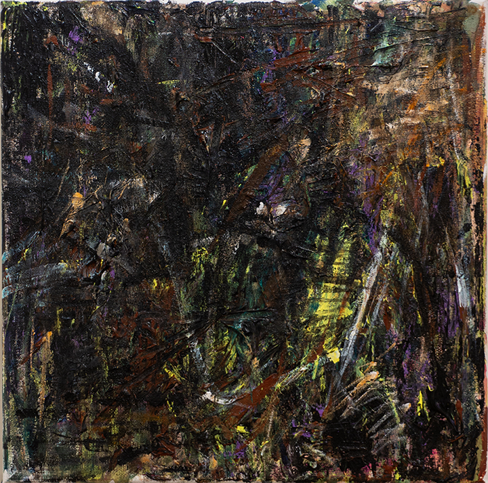 Rita Herzfeld “Debris” acrylic on canvas,  12” x 12”, 2023, SOLD