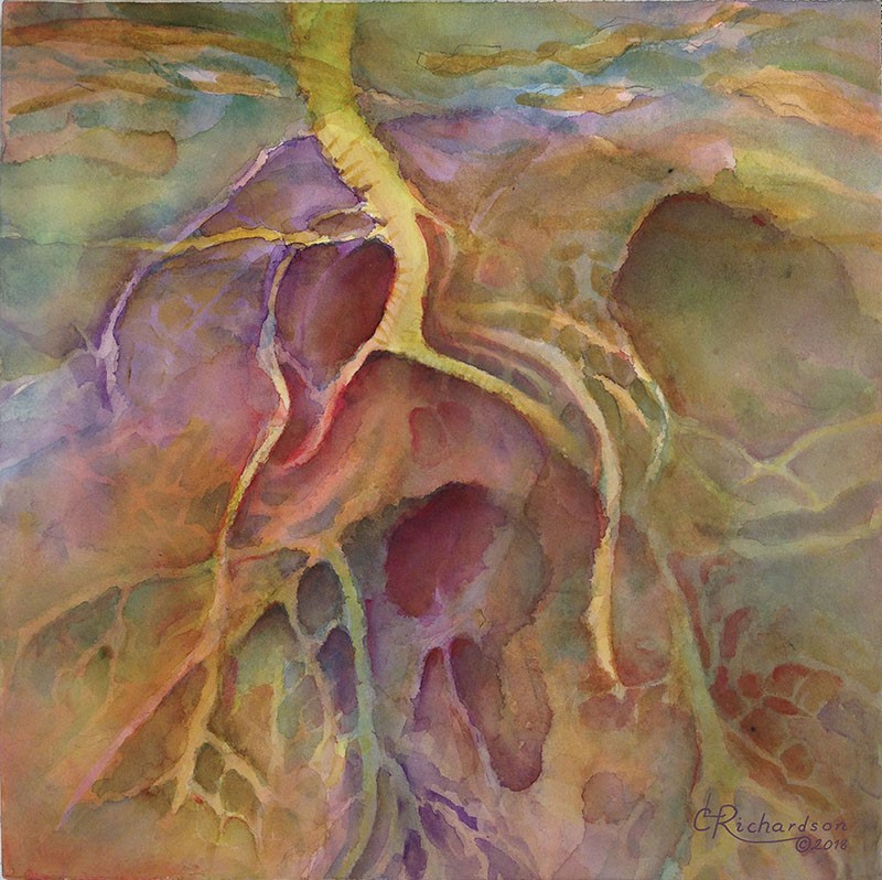 Clara L. Richardson“The Wild Underneath” Watercolor,, 12” x 12” framed, 2018, $400.00