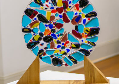 Ellen Rebarber “Magnified Stardust”, fused glass with wood base, $1,200.00