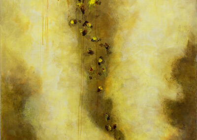 Gail Morrison-Hall  “Yellow Storm” –  Chromatic Storms Series, acrylic with collage, 48” H x 36”W 2022, $800.00