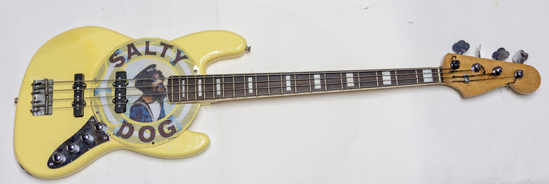 Salty Dog Bass – electric bass guitar parts, plexiglass, paint -$800.00