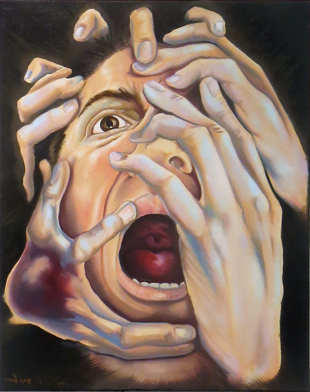 Joseph Funaro “My Nightmare” oil on canvas, 16”W  x 20”H – $850.00