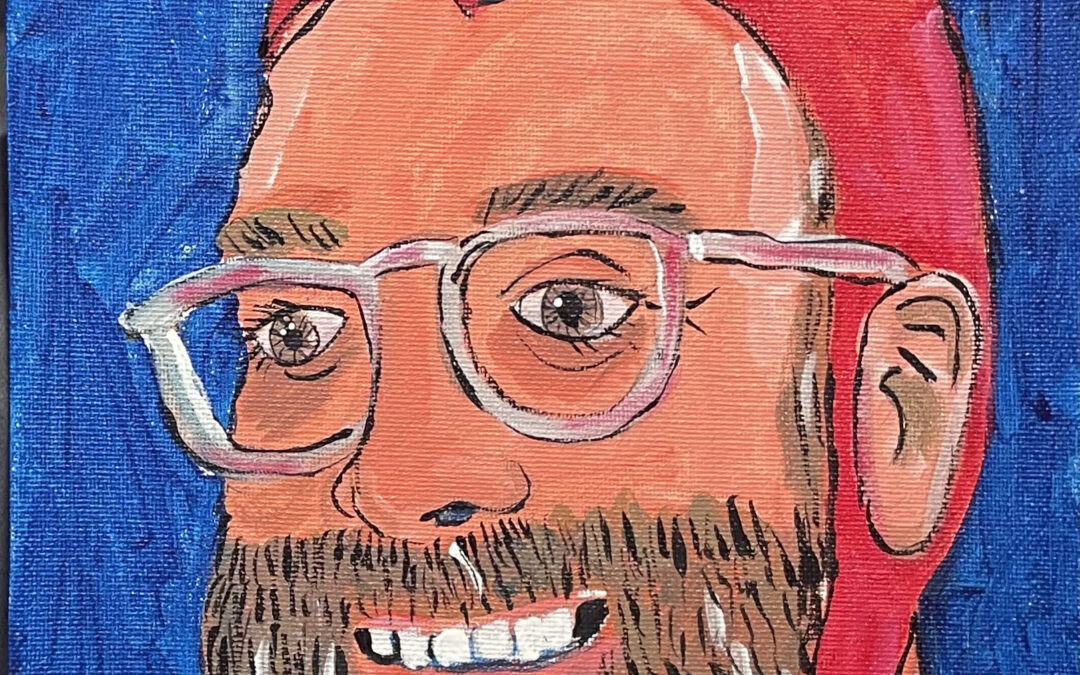 David LaMorte “Self Portrait II” acrylic on canvas board,  9” x 12”  – $200.00