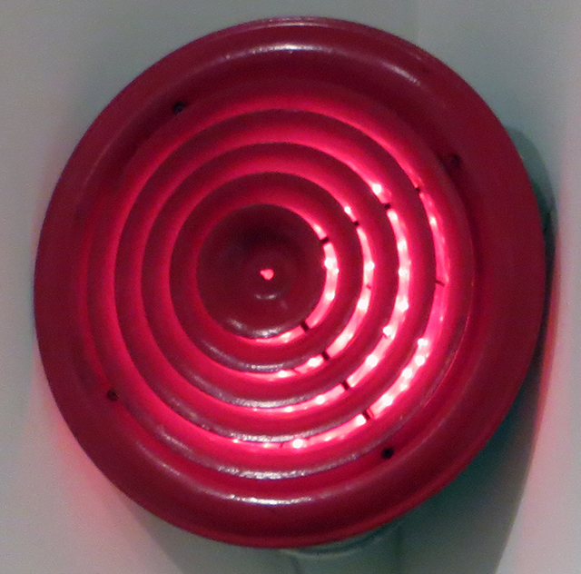 Fred Cole -“Red Light District# 1 & 2” heat vent covers with cord lights and wood