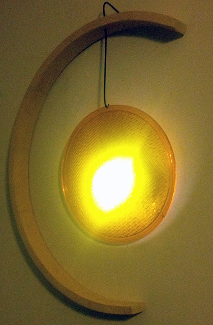 Fred Cole – “Due Lune con Luce” recycled wood, metal and plastic lens, closet light