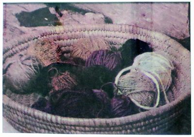 Jane Settle “Basket of Yarns” 4 color separation, Gum Bichromate