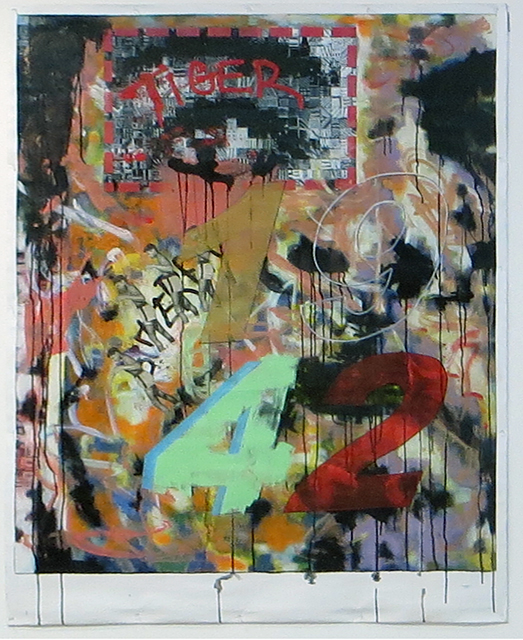 Jerome Gonzalez “Born” acrylic and newspaper on canvas,  $800.00 or best offer